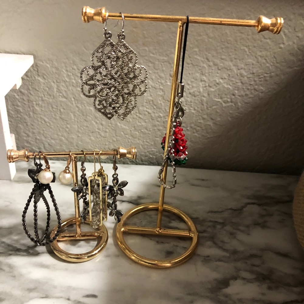 Pair Goldtone Jewelry Earring Display T Bars